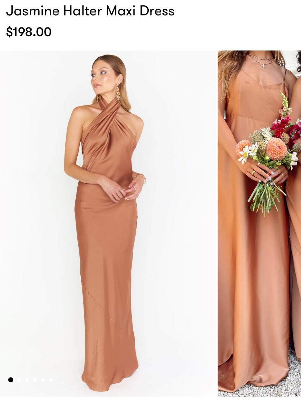 NWT Show Me Your MuMu Jasmine Halter Maxi Dress in Copper Luxe Satin